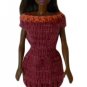 Barbie Doll Chunky Knit Rasberry with Orange Trim Off Shoulder Sweater Dress