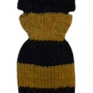 Barbie Doll Knit Wide Striped Gold and Navy Blue Off Shoulder Sweater Dress