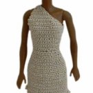 Barbie Doll Crochet Natural Metallic Gold One Shoulder Dress