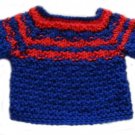 18" Doll Clothes Knit Navy Blue and Red Pullover Sweater