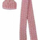 Barbie Doll Knit Pink Hat and Scarf Set