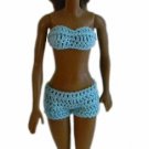 Barbie Doll Crochet Aqua Blue 2-Piece Swimsuit