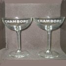 (2) CHAMBORD Liqueur stemmed Cocktail Champagne glasses NEW