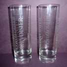 New COURVOISIER Tall Shot Glasses, set of 3, etched logo, clear glass
