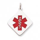 Sterling Silver Medic ID Alert Pendant -ENGRAVED FREE