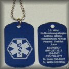 Blue Medic ID Necklace/Medical History Alert - ENGRAVED FREE
