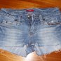 Denim shorts with buttons and sequins