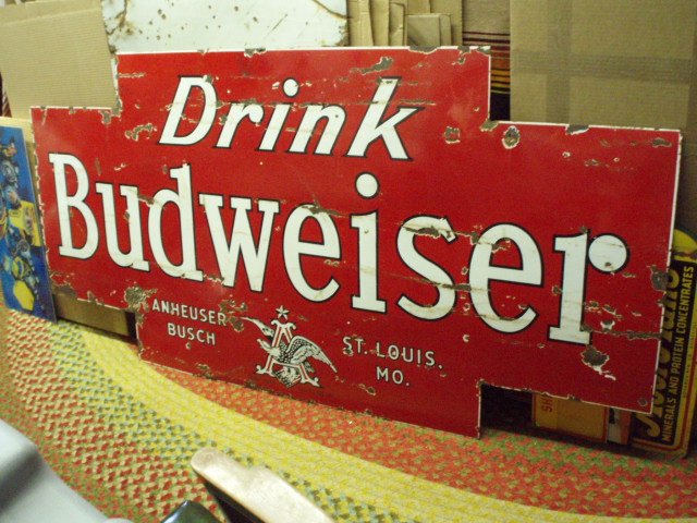 Vintage Budweiser Porcelain Advertising Sign