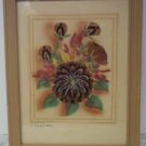 Vtg Ida Bisek Prokop Framed 9 x 7 Picture feathers Native Wildflowers Prairie