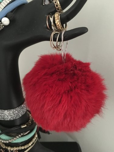 Real LONG FUR BALL RED FUR BALL
