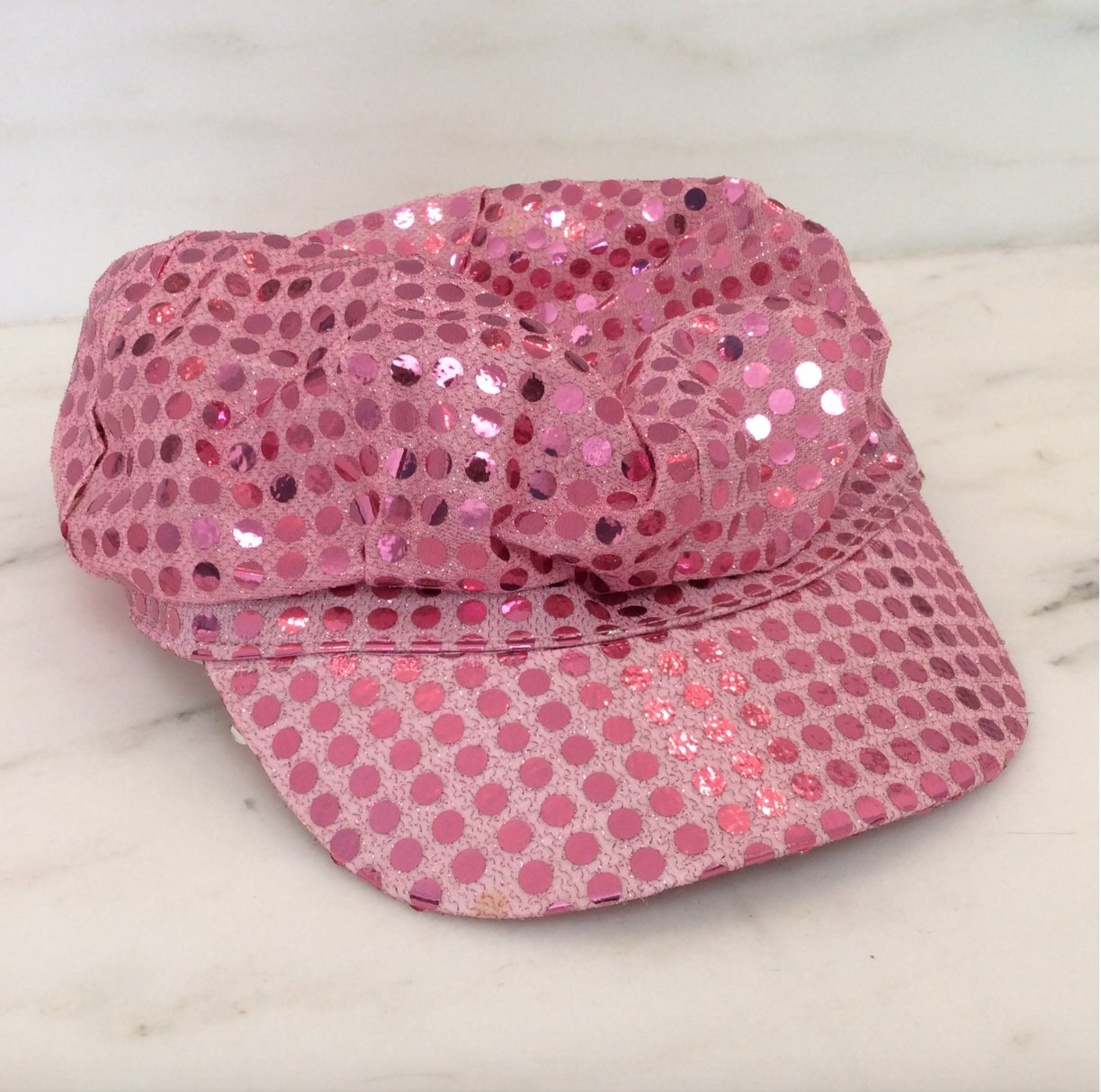 Pink SEQUIN 70s Costume CAP HAT
