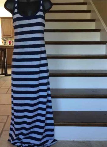 Long STRIPED Blue/White Sun Dress (S)
