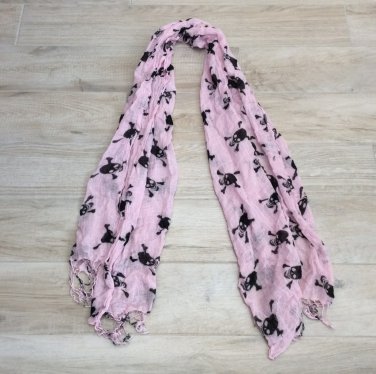 Pink BLACK SKULLS SCARF WRAP