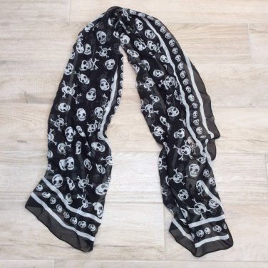 Black SKULLS SCARF WRAP new