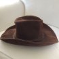 BROWN SUEDE FEATHER BOHO HAT L