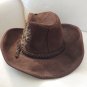 BROWN SUEDE FEATHER BOHO HAT L