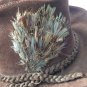 BROWN SUEDE FEATHER BOHO HAT L