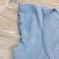VTG 90s FlutterBLUE RIBBED OVAL NECK TEE