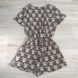 F21 BLUE BEIGE MULTI GRAPHIC ROMPER S