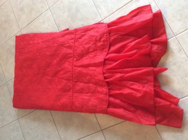 VTG RED QUILTED TWIN BEDSPREAD
