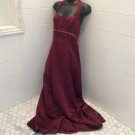VTG Mori Lee BURGUNDY GOWN & SHAWL (S) Satin Silky Sequin Gown FORMAL