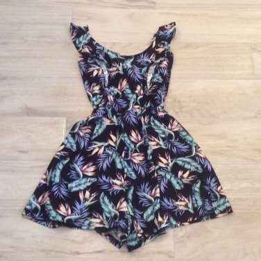 Key Hole open Back TROPICAL DRESS SKORT Romper