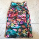 Exotic HAWAIIAN FLORAL SLIT SKIRT S Long New!