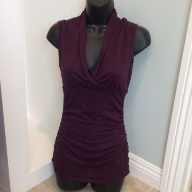 Express PURPLE TOP WATERFALL CINCH CROSS TEE SHIRT XS