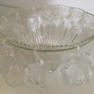 vintage glass punch bowl set