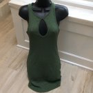 SEXY Green RIBBED KNIT KEYHOLE MINIDRESS