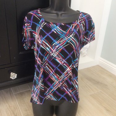 VTG DIAMOND STRIPED BLACK MULTI COLOR TEE