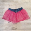 Kids 80s BLUE DENIM TRIM PINK TUTU SKIRT Halloween Costume