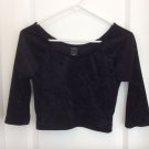 Black CRUSHED VELVET CROP TEE L/S