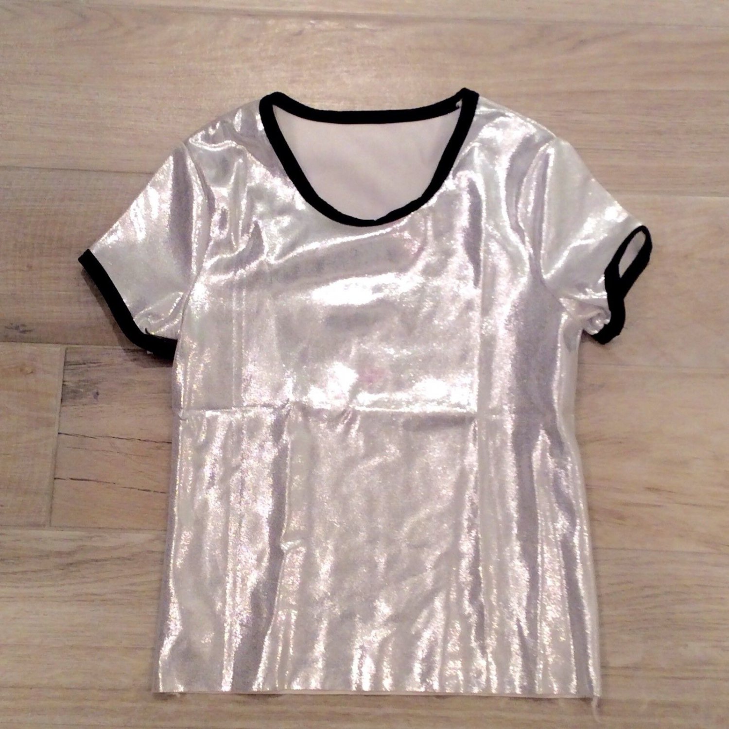 metallic silver tee shirt