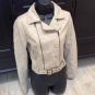 Tan VEGAN LEATHER MOTO JACKET S