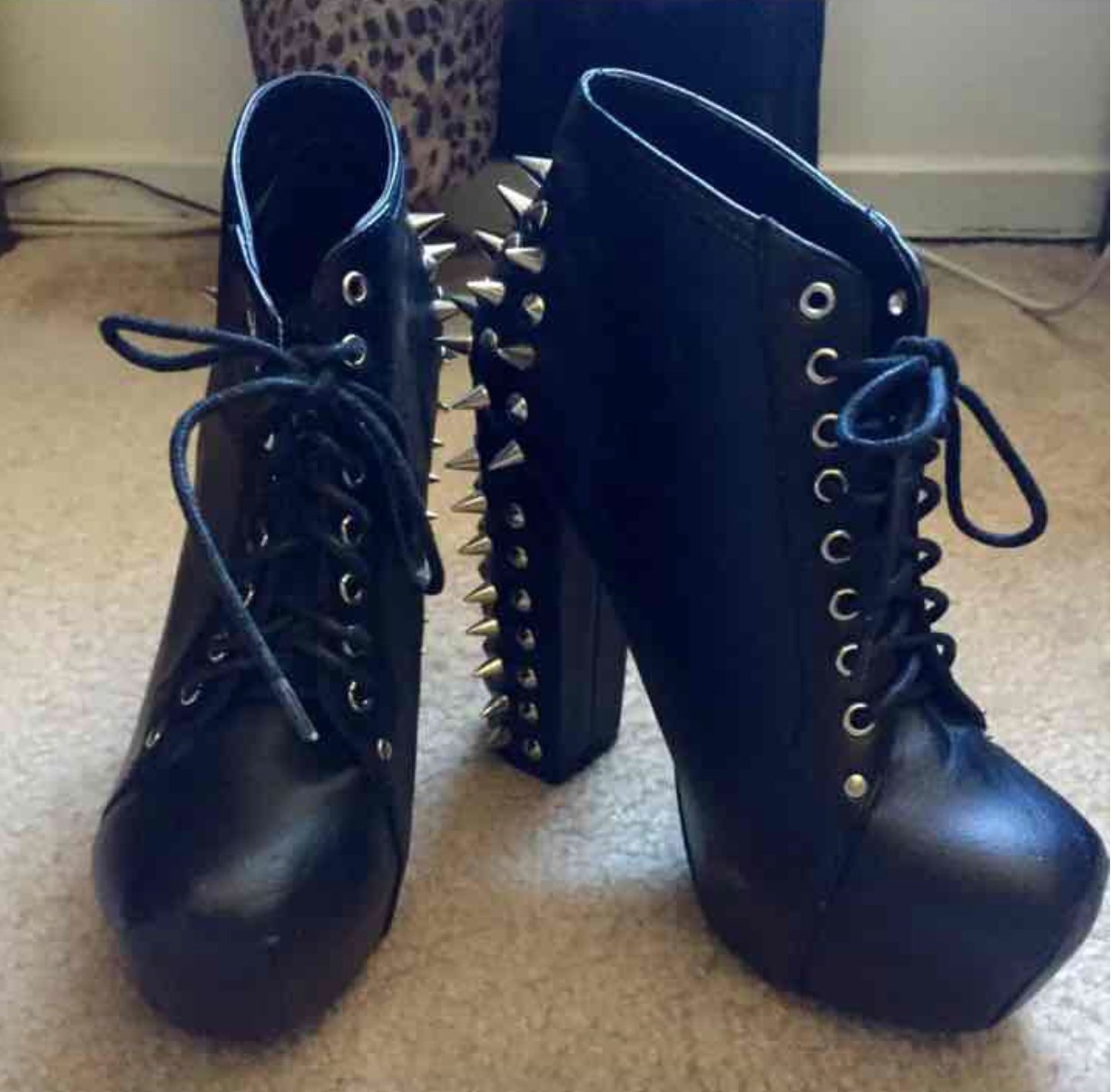 black booties with studs