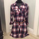 RED WHITE BLUE SHIRT DRESS W BELT M