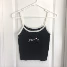 PARIS ROSE TANK CAMI Black Crop Top