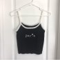 PARIS ROSE TANK CAMI Black Crop Top