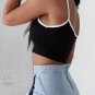 PARIS ROSE TANK CAMI Black Crop Top