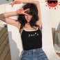 PARIS ROSE TANK CAMI Black Crop Top