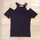 Peek Shoulder BLACK CROP SWEATER M