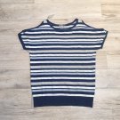 DKNY Blue STRIPE COLD SHOULDER SWEATER