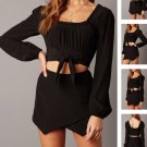 Black CROSS OVER MINI SKIRT SKIRT