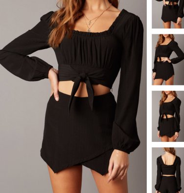 Black CROSS OVER MINI SKIRT SKIRT