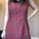 VTG RED PLAID PeterPan COLLAR DRESS Lolita schoolgirl XS Vintage