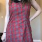 VTG RED PLAID PeterPan COLLAR DRESS Lolita schoolgirl XS Vintage