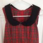 VTG RED PLAID PeterPan COLLAR DRESS Lolita schoolgirl XS Vintage