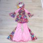 60s PEACE OUT COSTUME SET Girls S 4-6 Hippie Pink Outfit Sixties Theme Dance