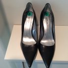 Nine West BLACK LEATHER HEELS 8 SHOES Pumps